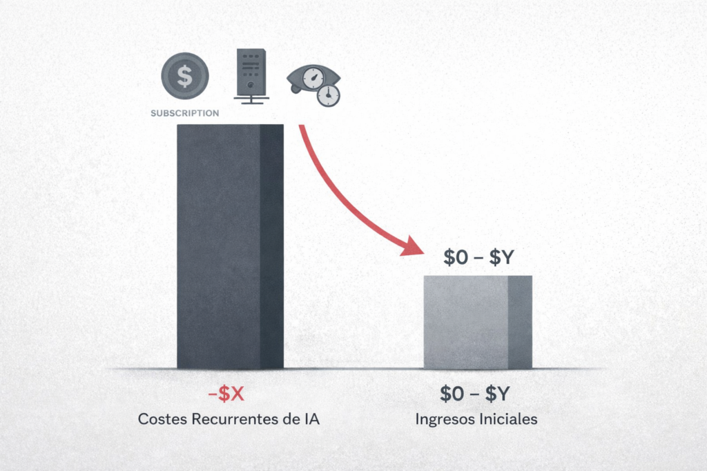 costes reales negocios ia flujo de caja negativo emprendimiento digital